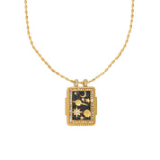 E.B.belle Colorful Enamel Square Zircon Pendant Necklace 18K Gold Plated Stainless Steel Fashion Neck Jewelry