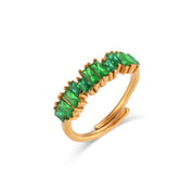 E.B.belle Full Cubic Zirconia Stone Shiny Green Pink Blue Crystal Zircon Adjustable Rings For Party Ladies Christmas Gift