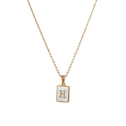 E.B.belle Minimalist Mother of Pearl Shell Stainless Steel Tarnish Free Initial Necklace Gold Plated Letter Necklace for Women