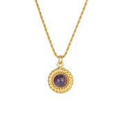 E.B.belle  Natural Stone Shiny Heart Zircon Pendant Necklace Gold Plated Stainless Steel Fashion Women Neck Jewelry