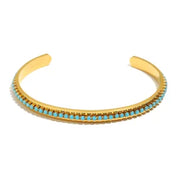 E.B.belle Fashion Waterproof Stainless Steel Shiny Colorful Turquoise Rhinestone Cuff Bracelets For Women Party Jewelry Gifts