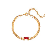 E.B.belle Double Layers Pig Nose Chain Shiny Zircon Bracelet PVD Plated Stainless Steel Women Jewelry Accessories