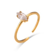 Minimalist Shiny Horseeye AAA Zircon Opening Stainless Steel Rings For Teens Trendy Woman Jewelry And Accessories 2024