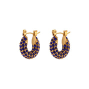 E.B.belle New Delicate Quality Luxury 3A Zircon Hoop Earrings Stainless Steel Jewelry 18K Gold Plated Clear Crystal Earrings
