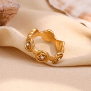 E.B.belle White Rhinestone Rose Flower Rings Elegant Style Women Jewelry 316L Stainless Steel Fashion Charm Hypoallergenic