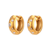 E.B.belle Colorful Bubble Zircon Stone Filled Small Chunky Gold Plated Earrings For Ladies Fashion Stainless Steel Jewelry Charm