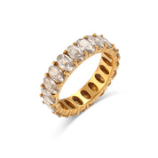 E.B.belle Wedding Party Oval Shape Zircon Rings For Ladies Prong Setting Clear Crystal Emeraled Green Women's Baguette Ring