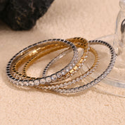E.B.belle 3mm 4mm Elastic Square Zircon Bracelet Stainless Steel Shiny Jewelry Gold/Silver Color Fashion Women Decoration Charm