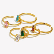 Minimalist Shiny Horseeye AAA Zircon Opening Stainless Steel Rings For Teens Trendy Woman Jewelry And Accessories 2024