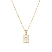 E.B.belle Minimalist Mother of Pearl Shell Stainless Steel Tarnish Free Initial Necklace Gold Plated Letter Necklace for Women