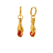 E.B.belle Creative Red Color Gemstone In Hand Hoop Earrings New Design Gold Plated Stainless Steel Women Jewelry Accessories