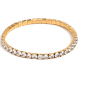 E.B.belle 3mm 4mm Elastic Square Zircon Bracelet Stainless Steel Shiny Jewelry Gold/Silver Color Fashion Women Decoration Charm