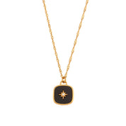 E.B.belle  Natural Stone Shiny Heart Zircon Pendant Necklace Gold Plated Stainless Steel Fashion Women Neck Jewelry