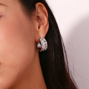 C-shaped Hoop Earrings with Pearl Geometric Rhinestone Silver Color 316L Stainless Steel Accessories 18K Gold Plated Jewelry