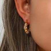 E.B.belle Crystal Paved Twisted Rope Style Rhinestone Hoop Earrings For Women Stainless Steel Chunky Statement Hoop Earring