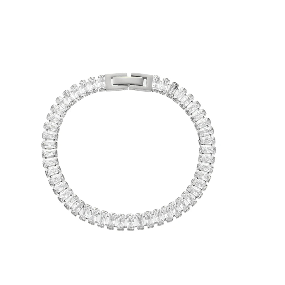 E.B.belle Luxury Christmas Jewelry Gift For Ladies Square Tennis Chain Choker Necklace Green Pink White Black Crystal Necklace
