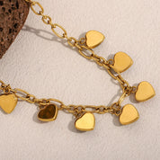 E.B.belle Exaggerated Colorful Gemstone Heart Pendants Necklace Summer Vacation PVD Plated Stainless Steel Fashion Jewelry