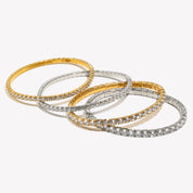 E.B.belle 3mm 4mm Elastic Square Zircon Bracelet Stainless Steel Shiny Jewelry Gold/Silver Color Fashion Women Decoration Charm