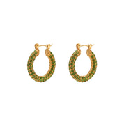 E.B.belle New Delicate Quality Luxury 3A Zircon Hoop Earrings Stainless Steel Jewelry 18K Gold Plated Clear Crystal Earrings