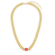 E.B.belle Square Zircon Stone Chunky Cuban Chain Necklace Fine Polished 316L Stainless Steel Statement Necklace For Women