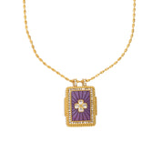 E.B.belle Colorful Enamel Square Zircon Pendant Necklace 18K Gold Plated Stainless Steel Fashion Neck Jewelry
