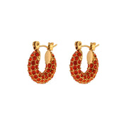 E.B.belle New Delicate Quality Luxury 3A Zircon Hoop Earrings Stainless Steel Jewelry 18K Gold Plated Clear Crystal Earrings