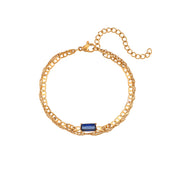 E.B.belle Double Layers Pig Nose Chain Shiny Zircon Bracelet PVD Plated Stainless Steel Women Jewelry Accessories