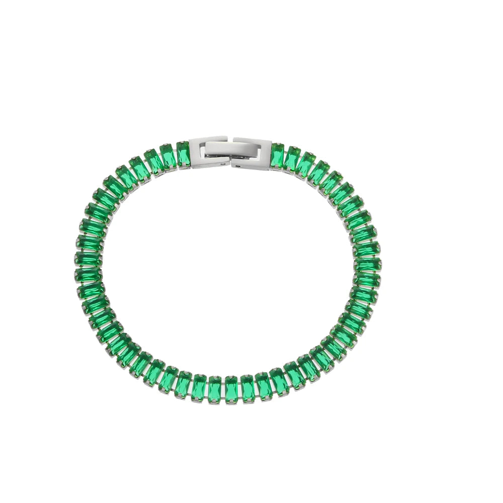 E.B.belle Luxury Christmas Jewelry Gift For Ladies Square Tennis Chain Choker Necklace Green Pink White Black Crystal Necklace