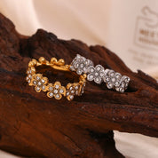 E.B.belle Flower Micro Inlaid Small Daisy Ring Tarnish Free 316L Stainless Steel Jewelry 18K Gold Plated Decoration
