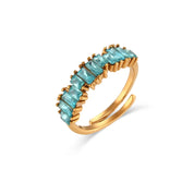 E.B.belle Full Cubic Zirconia Stone Shiny Green Pink Blue Crystal Zircon Adjustable Rings For Party Ladies Christmas Gift