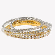 E.B.belle 3mm 4mm Elastic Square Zircon Bracelet Stainless Steel Shiny Jewelry Gold/Silver Color Fashion Women Decoration Charm
