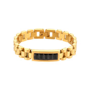 E.B.belle Oringinal Design Black White  3A Zircon Paved Watchband Wrist Bracelets For Women Stainless Steel Gold Plated Bangles