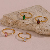 Minimalist Shiny Horseeye AAA Zircon Opening Stainless Steel Rings For Teens Trendy Woman Jewelry And Accessories 2024