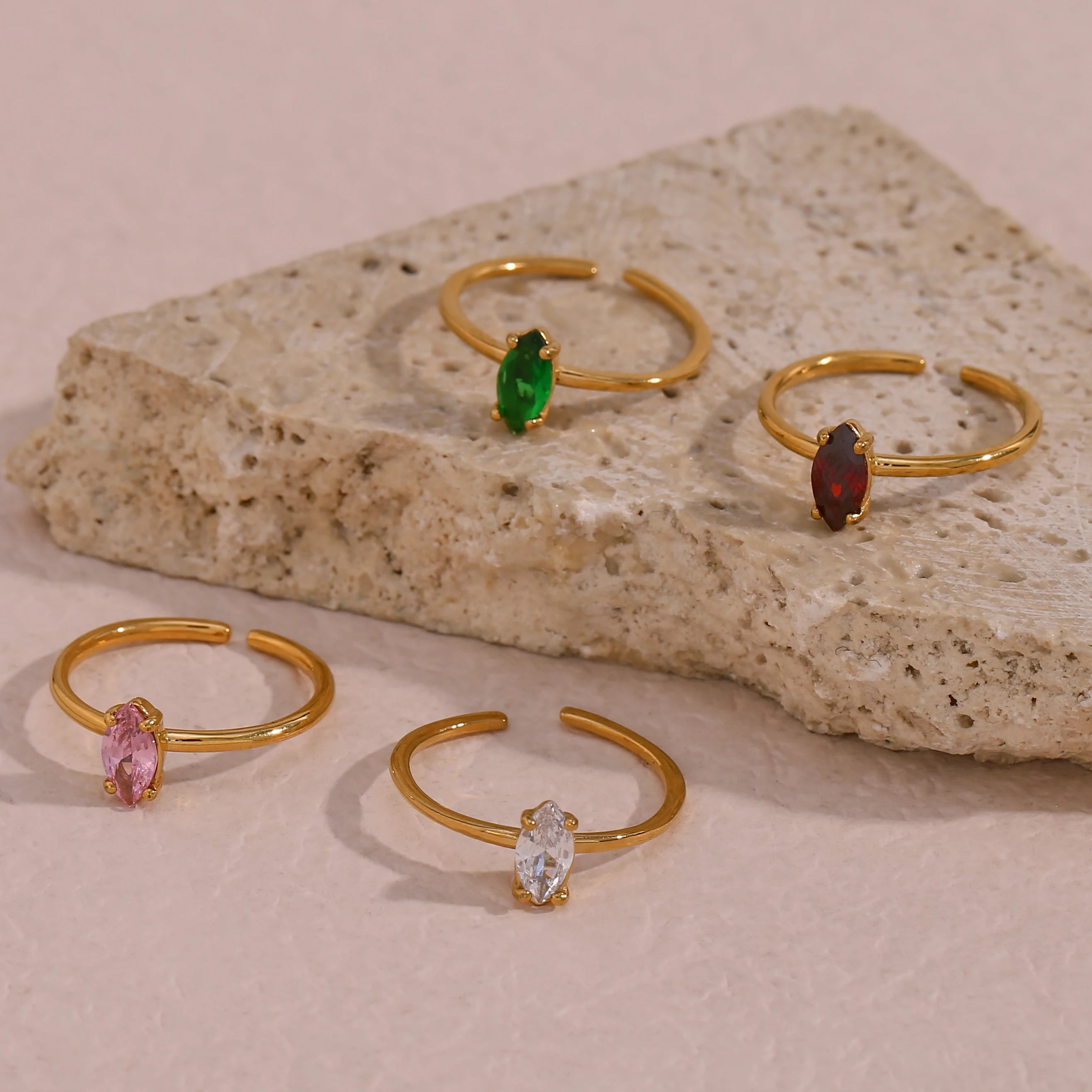 Minimalist Shiny Horseeye AAA Zircon Opening Stainless Steel Rings For Teens Trendy Woman Jewelry And Accessories 2024