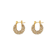 E.B.belle New Delicate Quality Luxury 3A Zircon Hoop Earrings Stainless Steel Jewelry 18K Gold Plated Clear Crystal Earrings