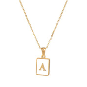 E.B.belle Minimalist Mother of Pearl Shell Stainless Steel Tarnish Free Initial Necklace Gold Plated Letter Necklace for Women