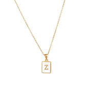 E.B.belle Minimalist Mother of Pearl Shell Stainless Steel Tarnish Free Initial Necklace Gold Plated Letter Necklace for Women