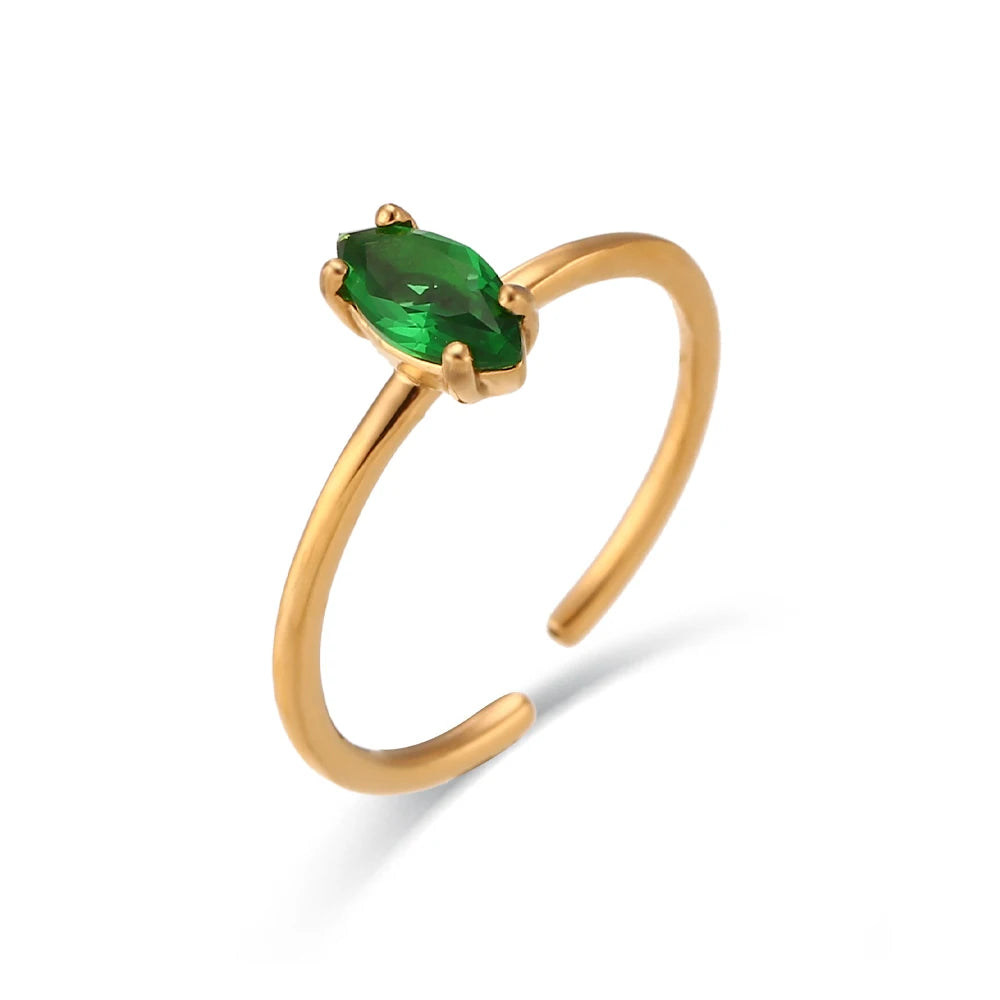Minimalist Shiny Horseeye AAA Zircon Opening Stainless Steel Rings For Teens Trendy Woman Jewelry And Accessories 2024