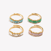 E.B.belle Full Cubic Zirconia Stone Shiny Green Pink Blue Crystal Zircon Adjustable Rings For Party Ladies Christmas Gift