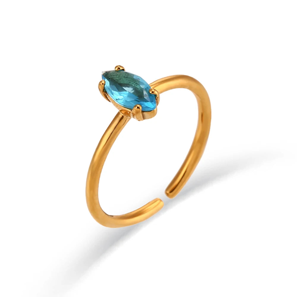 Minimalist Shiny Horseeye AAA Zircon Opening Stainless Steel Rings For Teens Trendy Woman Jewelry And Accessories 2024