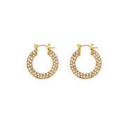 E.B.belle New Delicate Quality Luxury 3A Zircon Hoop Earrings Stainless Steel Jewelry 18K Gold Plated Clear Crystal Earrings