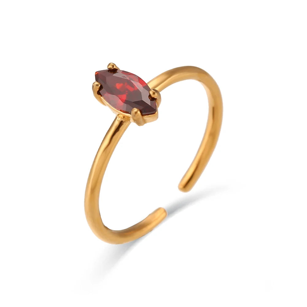 Minimalist Shiny Horseeye AAA Zircon Opening Stainless Steel Rings For Teens Trendy Woman Jewelry And Accessories 2024