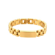 E.B.belle Oringinal Design Black White  3A Zircon Paved Watchband Wrist Bracelets For Women Stainless Steel Gold Plated Bangles