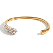 E.B.belle Colorful Rhinestone Snake Head Bracelet 18K Gold Plated Stainless Steel Opening Bracelet Bangle Waterproof Jewelry