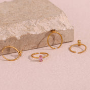 Minimalist Shiny Horseeye AAA Zircon Opening Stainless Steel Rings For Teens Trendy Woman Jewelry And Accessories 2024