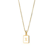 E.B.belle Minimalist Mother of Pearl Shell Stainless Steel Tarnish Free Initial Necklace Gold Plated Letter Necklace for Women