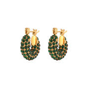 E.B.belle New Delicate Quality Luxury 3A Zircon Hoop Earrings Stainless Steel Jewelry 18K Gold Plated Clear Crystal Earrings