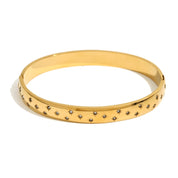 E.B.belle Minimalist Star Moon Rhinestone Bracelet 18k Gold Plated 316L Stainless Steel Water Proof Charm Women's Jewelry