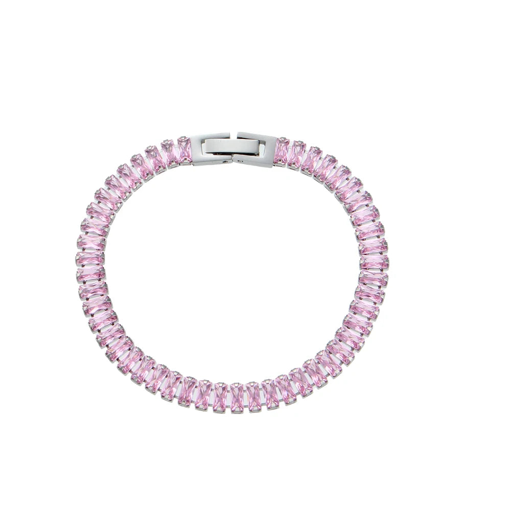 E.B.belle Luxury Christmas Jewelry Gift For Ladies Square Tennis Chain Choker Necklace Green Pink White Black Crystal Necklace