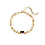 E.B.belle Double Layers Pig Nose Chain Shiny Zircon Bracelet PVD Plated Stainless Steel Women Jewelry Accessories
